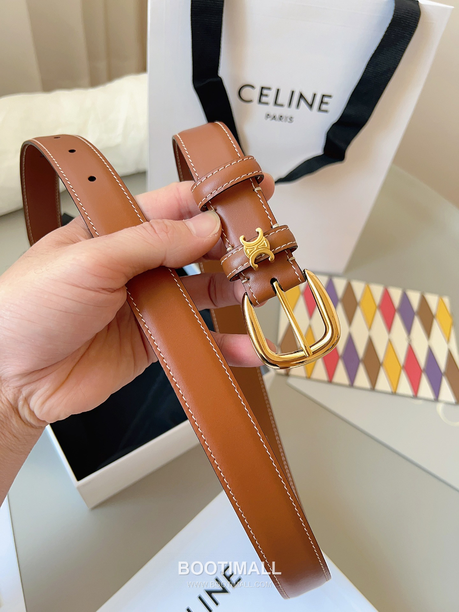 CELINE Medium 25mm Vivienne Belt in Natural Calfskin 45BNN3A78.04LU 셀린느 미디엄 비비엔느 벨트 내추럴 카프스킨 탄 2.5cm 4