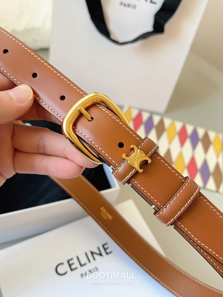 CELINE Medium 25mm Vivienne Belt in Natural Calfskin 45BNN3A78.04LU 셀린느 미디엄 비비엔느 벨트 내추럴 카프스킨 탄 2.5cm 6