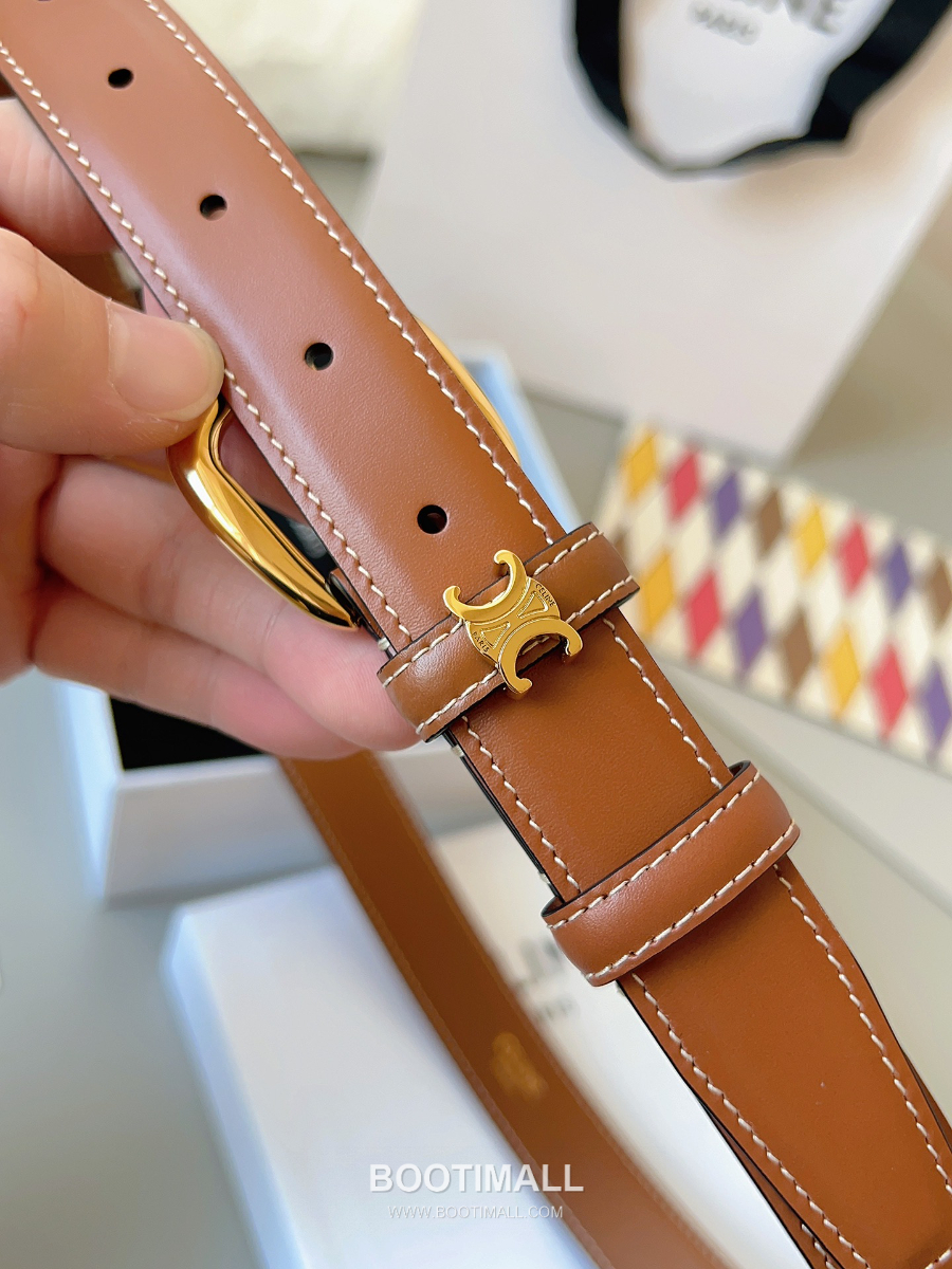 CELINE Medium 25mm Vivienne Belt in Natural Calfskin 45BNN3A78.04LU 셀린느 미디엄 비비엔느 벨트 내추럴 카프스킨 탄 2.5cm 7
