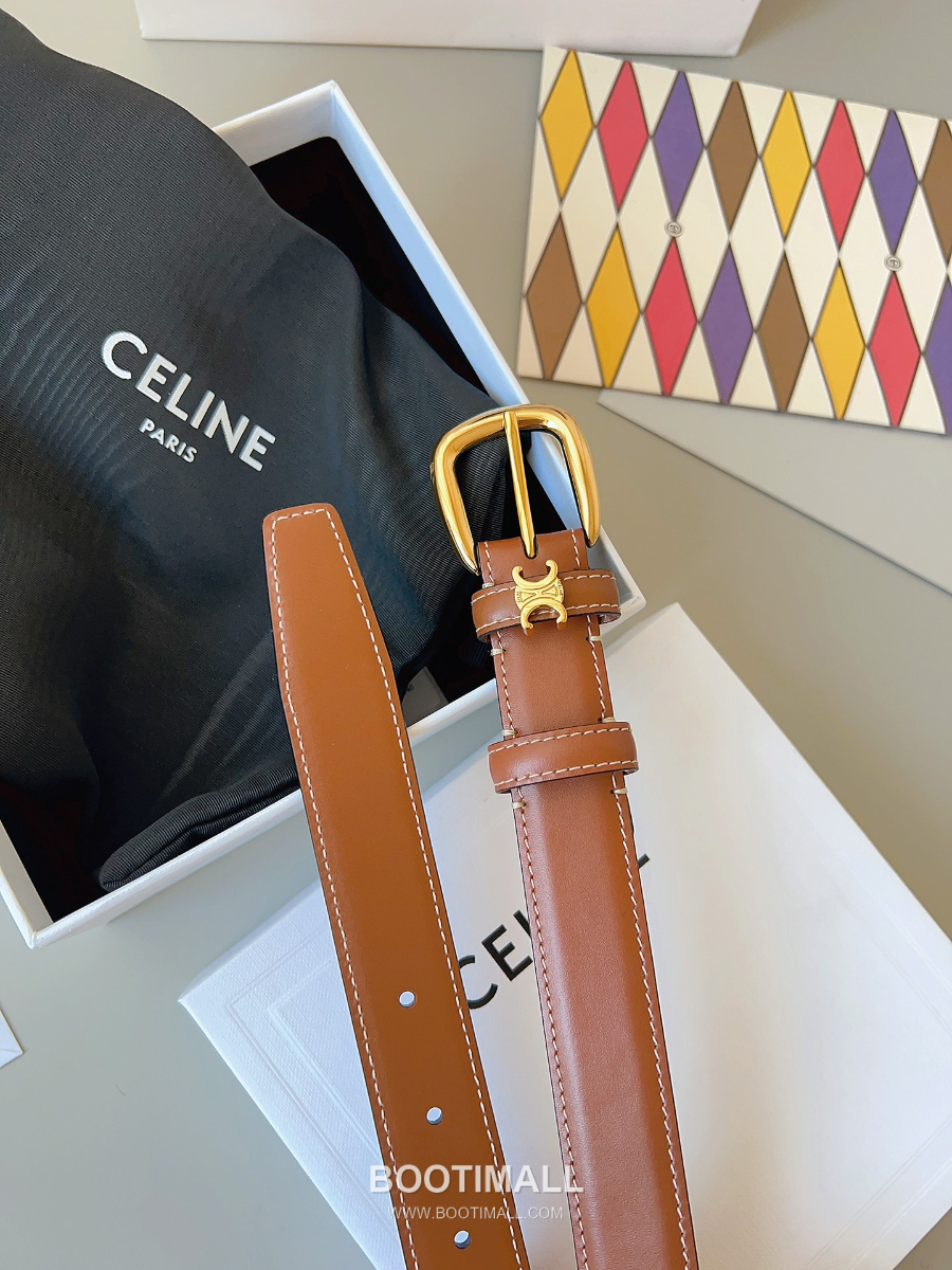 CELINE Medium 25mm Vivienne Belt in Natural Calfskin 45BNN3A78.04LU 셀린느 미디엄 비비엔느 벨트 내추럴 카프스킨 탄 2.5cm 8