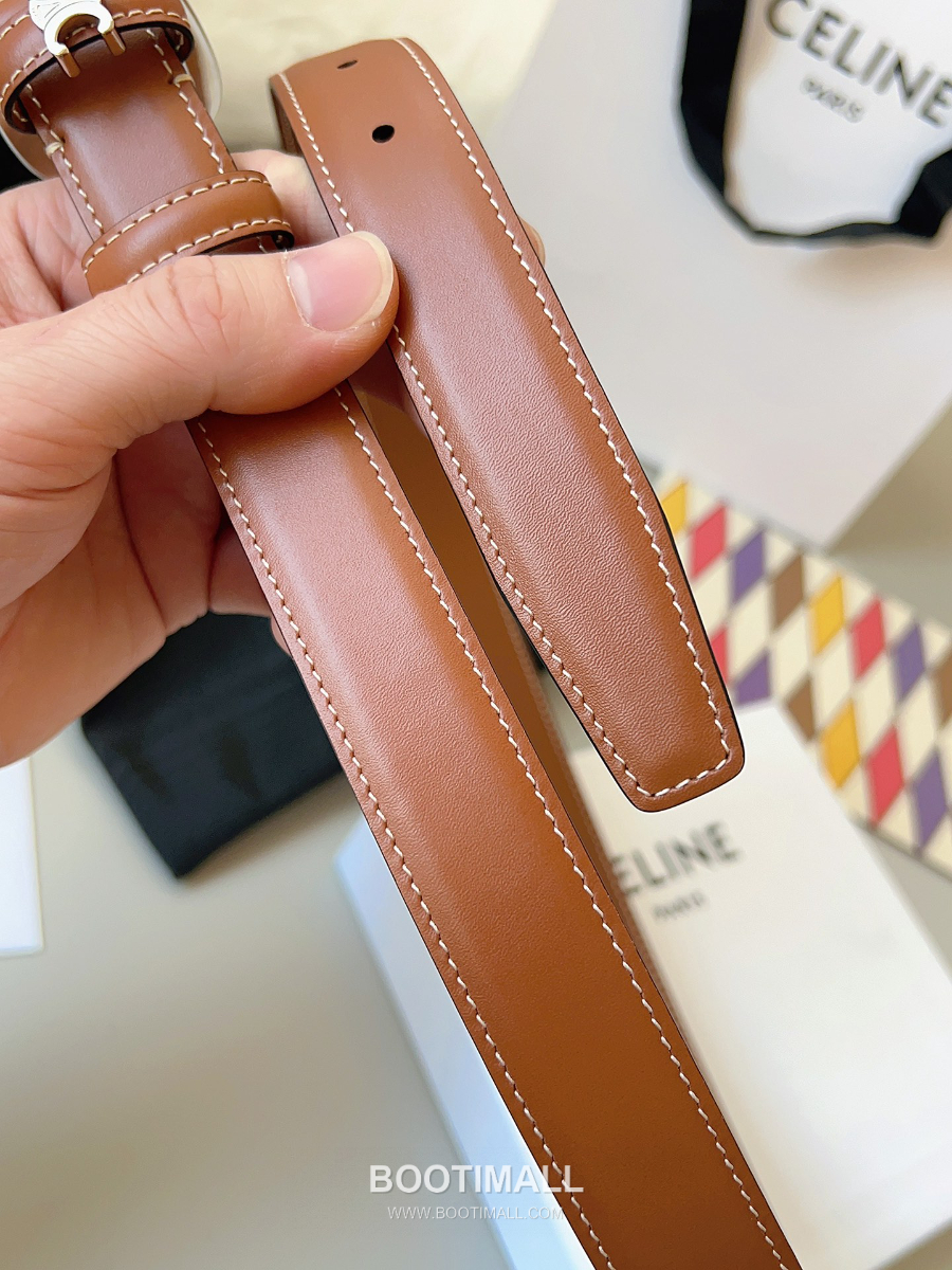 CELINE Medium 25mm Vivienne Belt in Natural Calfskin 45BNN3A78.04LU 셀린느 미디엄 비비엔느 벨트 내추럴 카프스킨 탄 2.5cm 9