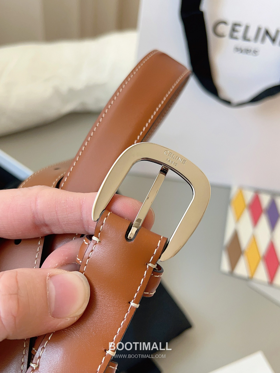 CELINE Medium 25mm Vivienne Belt in Natural Calfskin 45BNN3A78.04LU 셀린느 미디엄 비비엔느 벨트 내추럴 카프스킨 탄 2.5cm 11