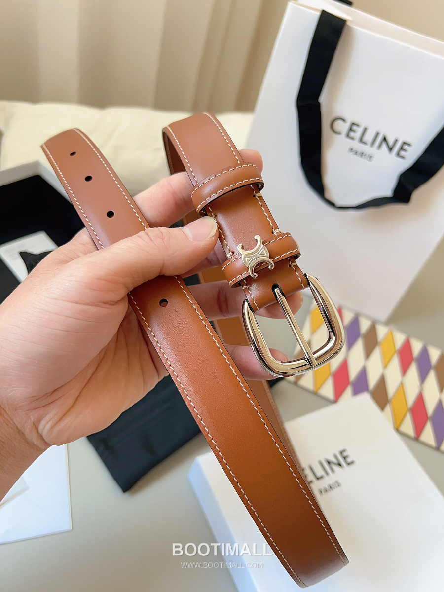 CELINE Medium 25mm Vivienne Belt in Natural Calfskin 45BNN3A78.04LU 셀린느 미디엄 비비엔느 벨트 내추럴 카프스킨 탄 2.5cm 12