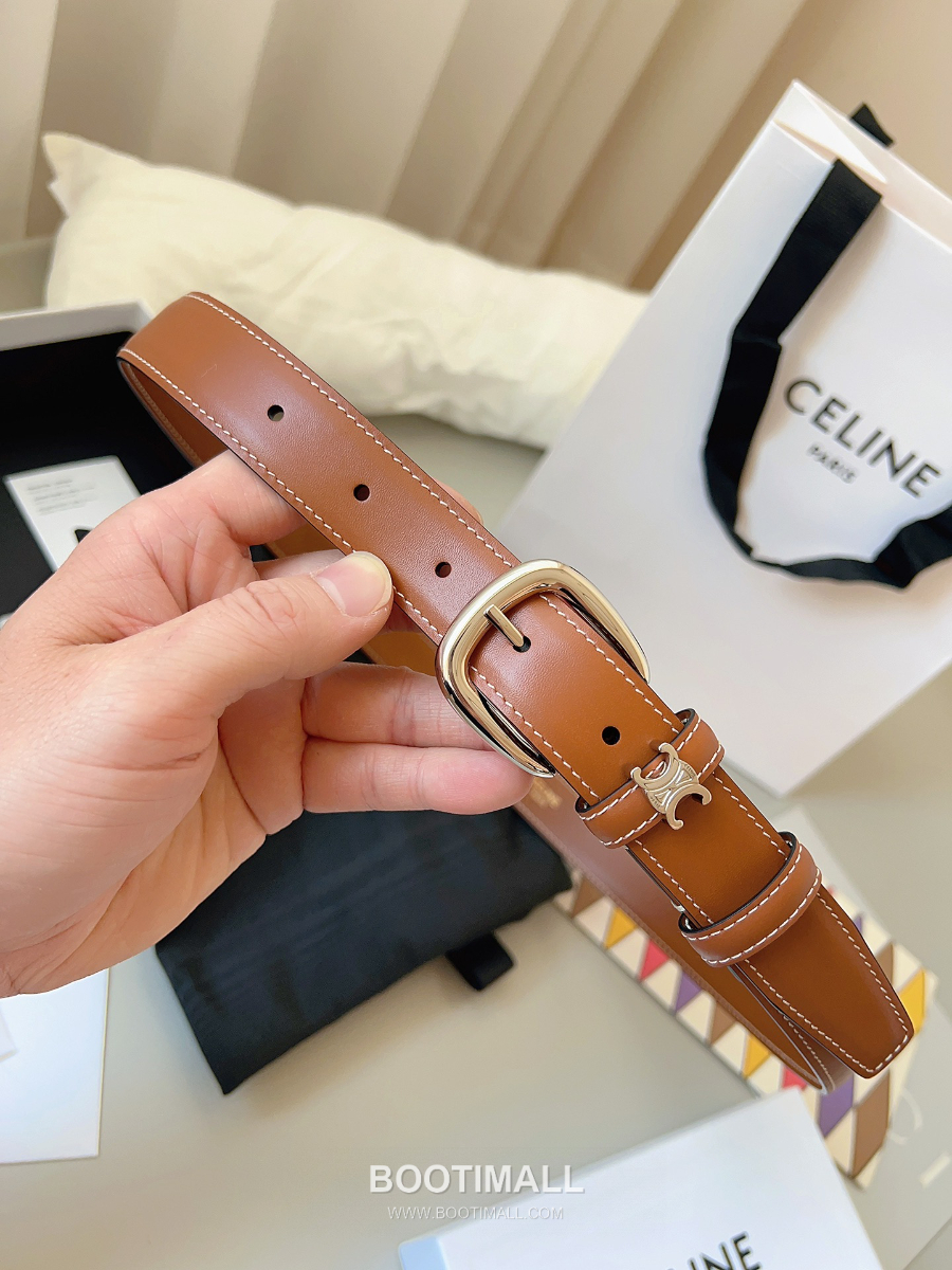 CELINE Medium 25mm Vivienne Belt in Natural Calfskin 45BNN3A78.04LU 셀린느 미디엄 비비엔느 벨트 내추럴 카프스킨 탄 2.5cm 13