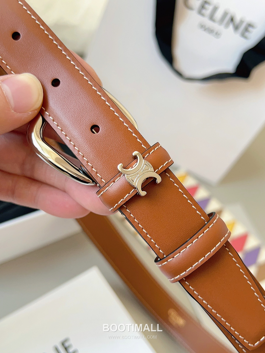 CELINE Medium 25mm Vivienne Belt in Natural Calfskin 45BNN3A78.04LU 셀린느 미디엄 비비엔느 벨트 내추럴 카프스킨 탄 2.5cm 15