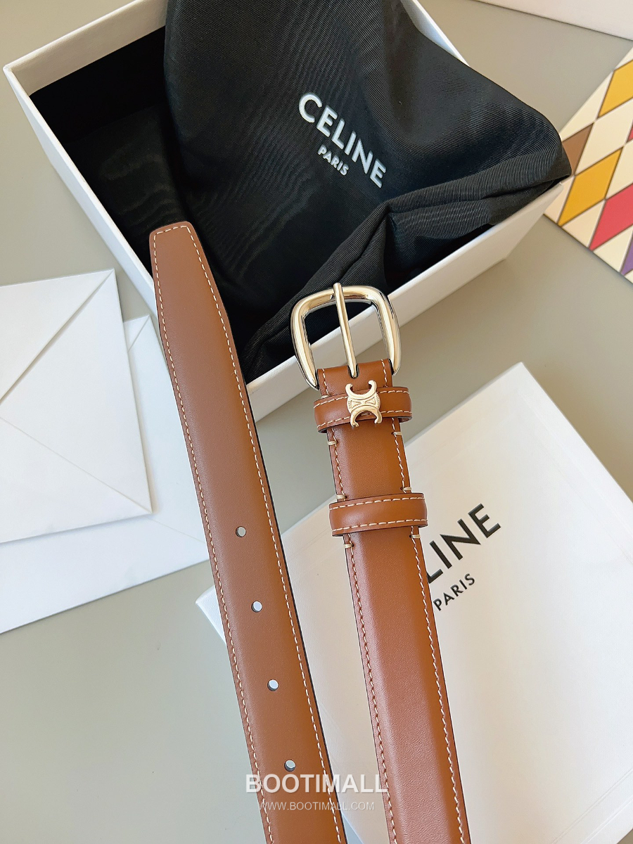 CELINE Medium 25mm Vivienne Belt in Natural Calfskin 45BNN3A78.04LU 셀린느 미디엄 비비엔느 벨트 내추럴 카프스킨 탄 2.5cm 16