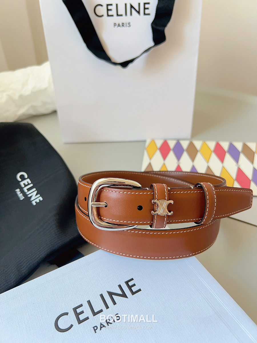 CELINE Medium 25mm Vivienne Belt in Natural Calfskin 45BNN3A78.04LU 셀린느 미디엄 비비엔느 벨트 내추럴 카프스킨 탄 2.5cm 17