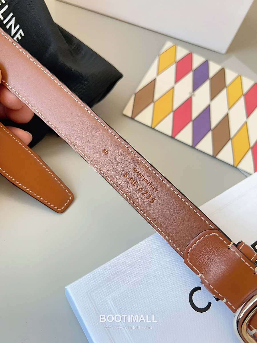 CELINE Medium 25mm Vivienne Belt in Natural Calfskin 45BNN3A78.04LU 셀린느 미디엄 비비엔느 벨트 내추럴 카프스킨 탄 2.5cm 18