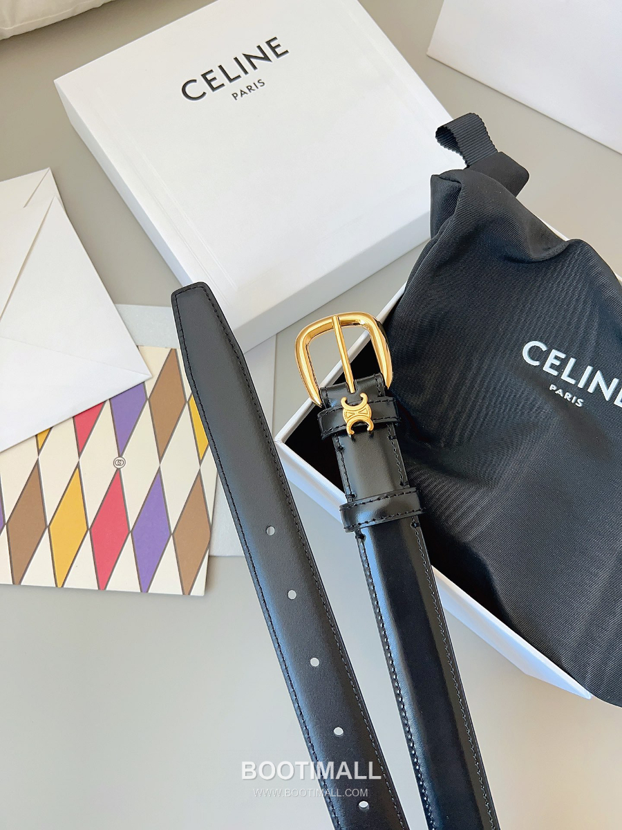CELINE Medium 25mm Vivienne Belt in Natural Calfskin 45BNN3A78.04LU 셀린느 미디엄 비비엔느 벨트 내추럴 카프스킨 블랙 2.5cm 2