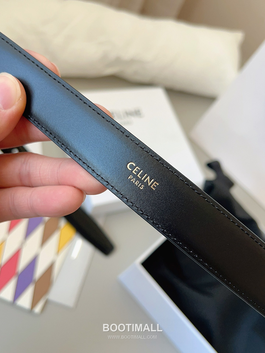 CELINE Medium 25mm Vivienne Belt in Natural Calfskin 45BNN3A78.04LU 셀린느 미디엄 비비엔느 벨트 내추럴 카프스킨 블랙 2.5cm 4