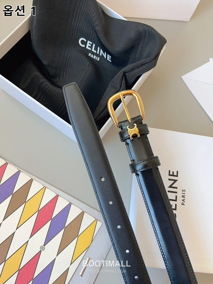 CELINE Medium 25mm Vivienne Belt in Natural Calfskin 45BNN3A78.04LU 셀린느 미디엄 비비엔느 벨트 내추럴 카프스킨 블랙 2.5cm 5