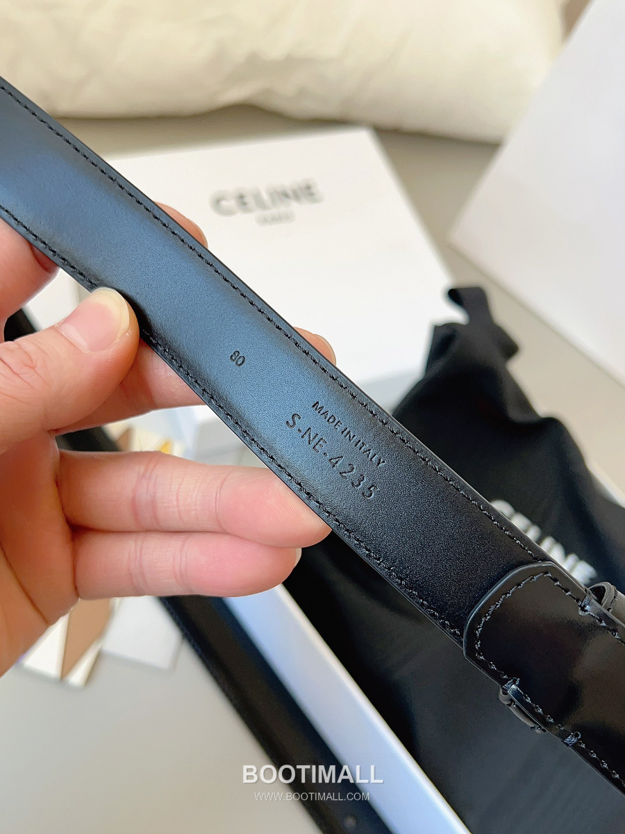 CELINE Medium 25mm Vivienne Belt in Natural Calfskin 45BNN3A78.04LU 셀린느 미디엄 비비엔느 벨트 내추럴 카프스킨 블랙 2.5cm 7