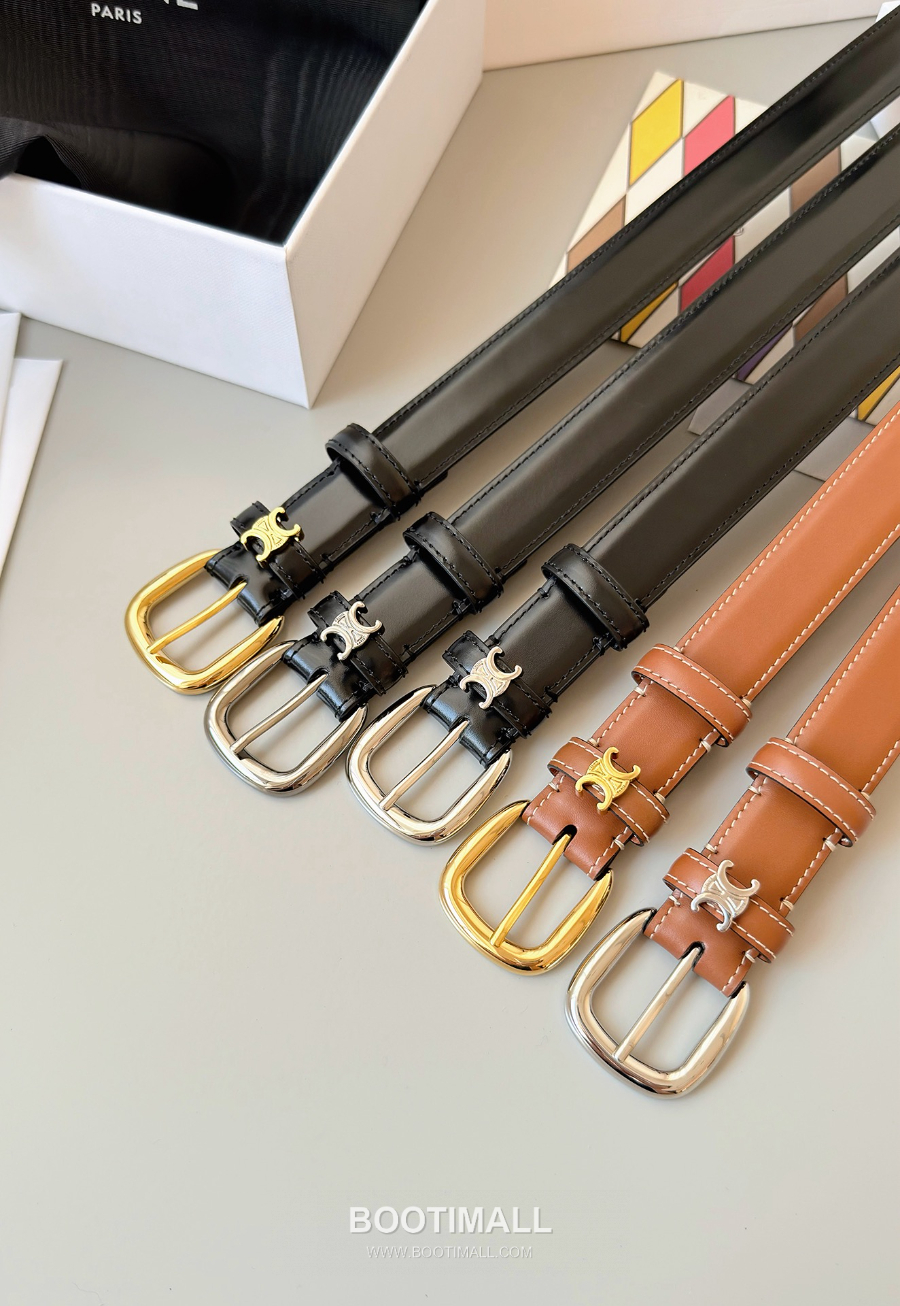 CELINE Medium 25mm Vivienne Belt in Natural Calfskin 45BNN3A78.04LU 셀린느 미디엄 비비엔느 벨트 내추럴 카프스킨 블랙 2.5cm 8