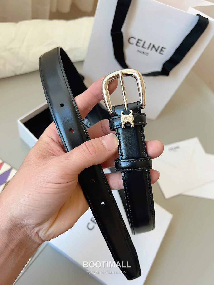 CELINE Medium 25mm Vivienne Belt in Natural Calfskin 45BNN3A78.04LU 셀린느 미디엄 비비엔느 벨트 내추럴 카프스킨 블랙 2.5cm 9