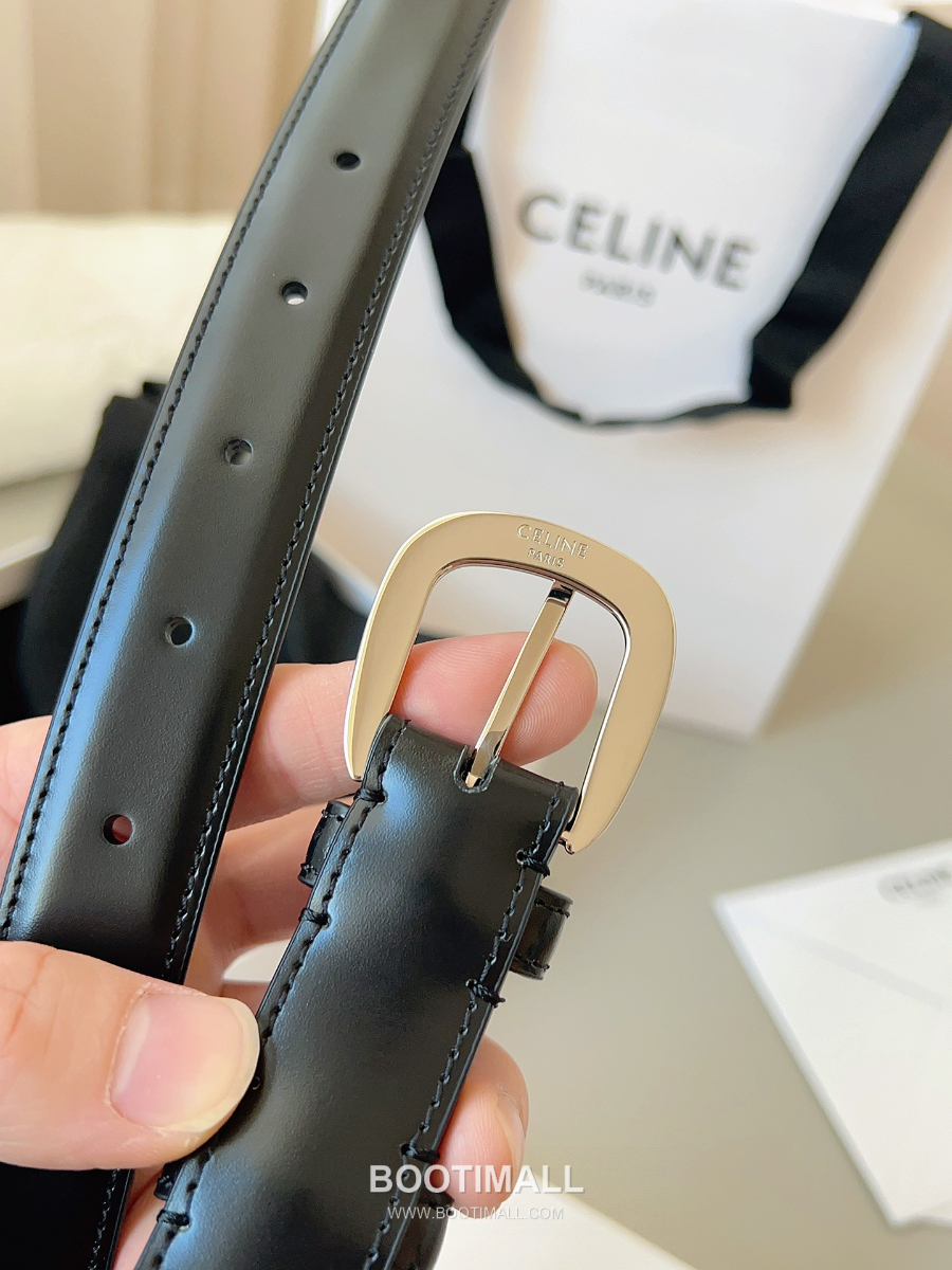 CELINE Medium 25mm Vivienne Belt in Natural Calfskin 45BNN3A78.04LU 셀린느 미디엄 비비엔느 벨트 내추럴 카프스킨 블랙 2.5cm 11