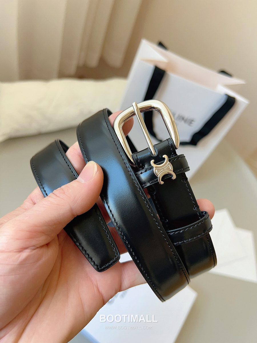 CELINE Medium 25mm Vivienne Belt in Natural Calfskin 45BNN3A78.04LU 셀린느 미디엄 비비엔느 벨트 내추럴 카프스킨 블랙 2.5cm 12