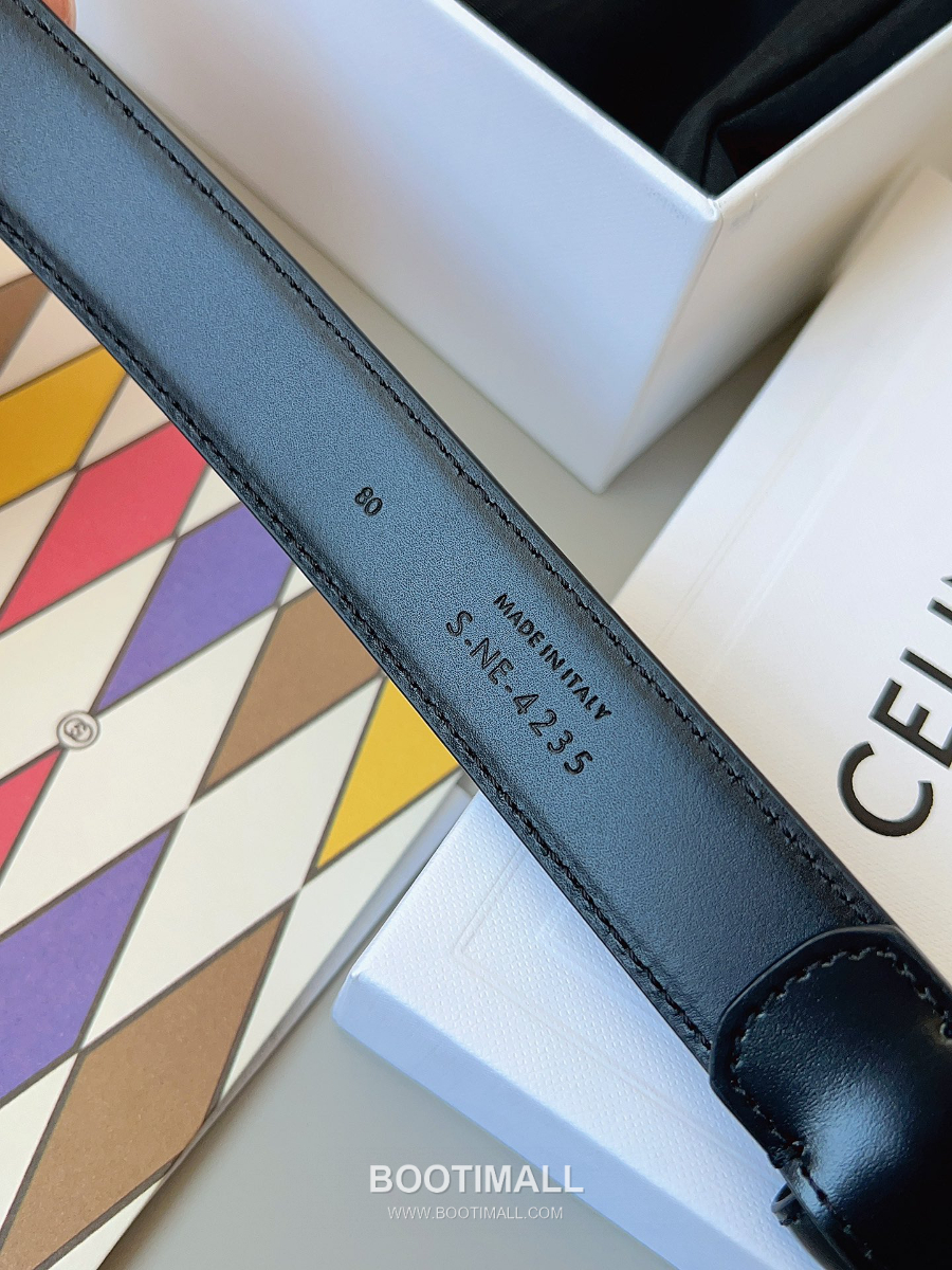CELINE Medium 25mm Vivienne Belt in Natural Calfskin 45BNN3A78.04LU 셀린느 미디엄 비비엔느 벨트 내추럴 카프스킨 블랙 2.5cm 15
