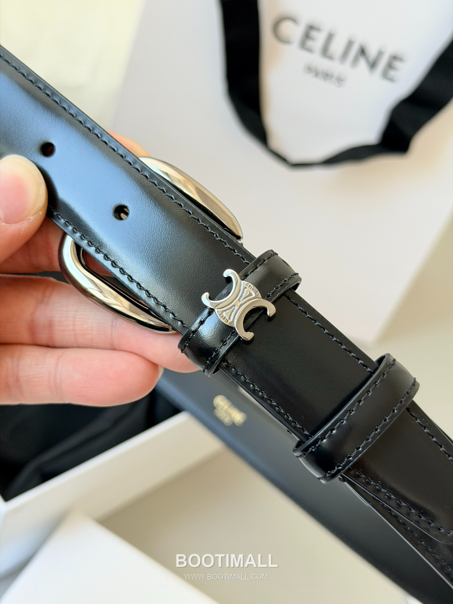 CELINE Medium 25mm Vivienne Belt in Natural Calfskin 45BNN3A78.04LU 셀린느 미디엄 비비엔느 벨트 내추럴 카프스킨 블랙 2.5cm 16