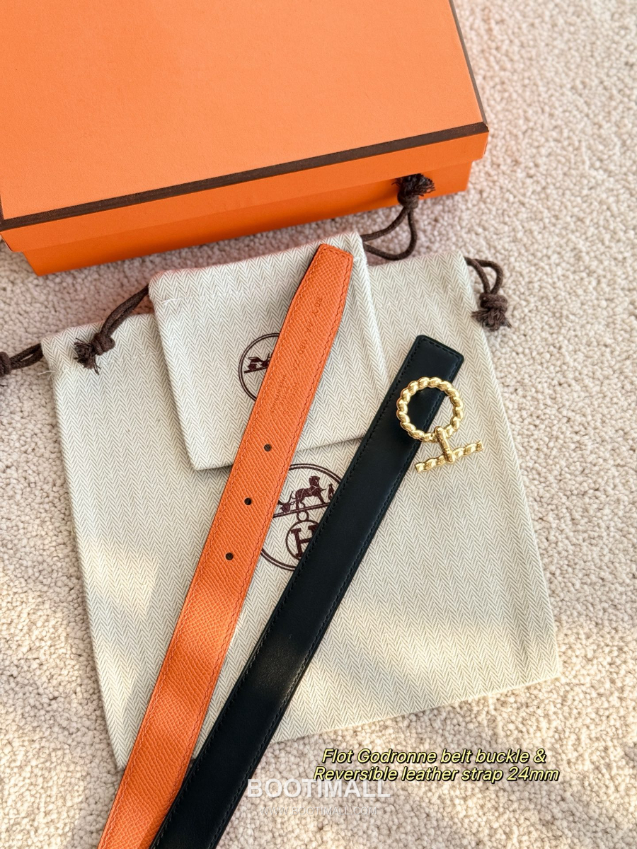 Hermès Flot Godronne Belt Buckle & Reversible Leather Strap 에르메스 플로 고드론 버클 & 리버서블 레더 스트랩 벨트 엡송가죽 2.4cm 3