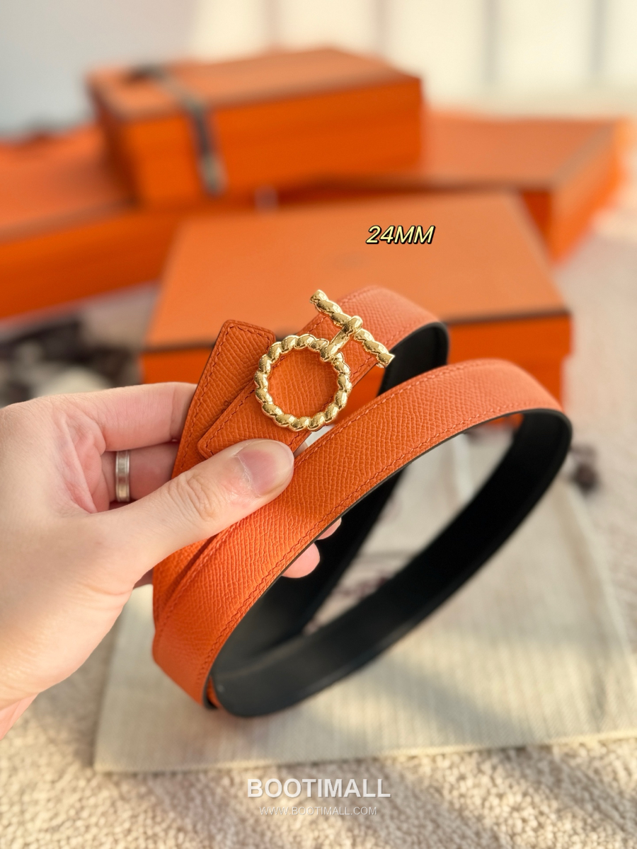 Hermès Flot Godronne Belt Buckle & Reversible Leather Strap 에르메스 플로 고드론 버클 & 리버서블 레더 스트랩 벨트 엡송가죽 2.4cm 6