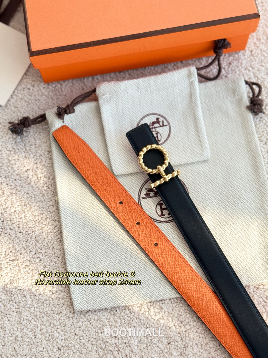 Hermès Flot Godronne Belt Buckle & Reversible Leather Strap 에르메스 플로 고드론 버클 & 리버서블 레더 스트랩 벨트 엡송가죽 2.4cm 7