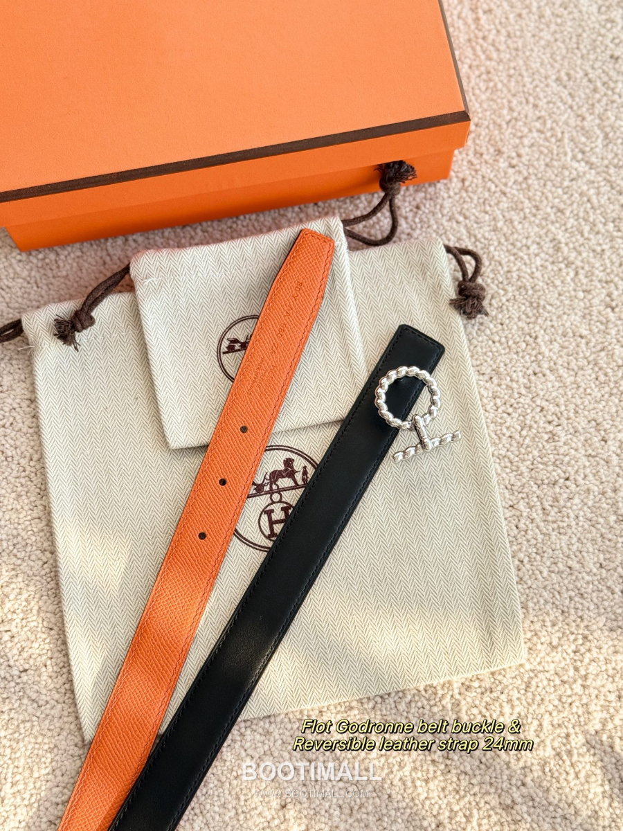 Hermès Flot Godronne Belt Buckle & Reversible Leather Strap 에르메스 플로 고드론 버클 & 리버서블 레더 스트랩 벨트 엡송가죽 2.4cm 11