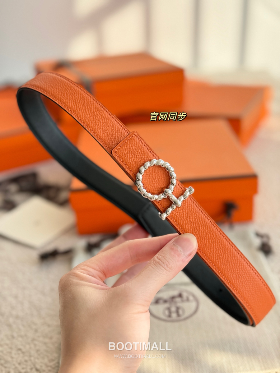 Hermès Flot Godronne Belt Buckle & Reversible Leather Strap 에르메스 플로 고드론 버클 & 리버서블 레더 스트랩 벨트 엡송가죽 2.4cm 13