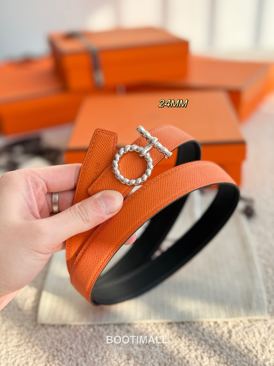 Hermès Flot Godronne Belt Buckle & Reversible Leather Strap 에르메스 플로 고드론 버클 & 리버서블 레더 스트랩 벨트 엡송가죽 2.4cm 14