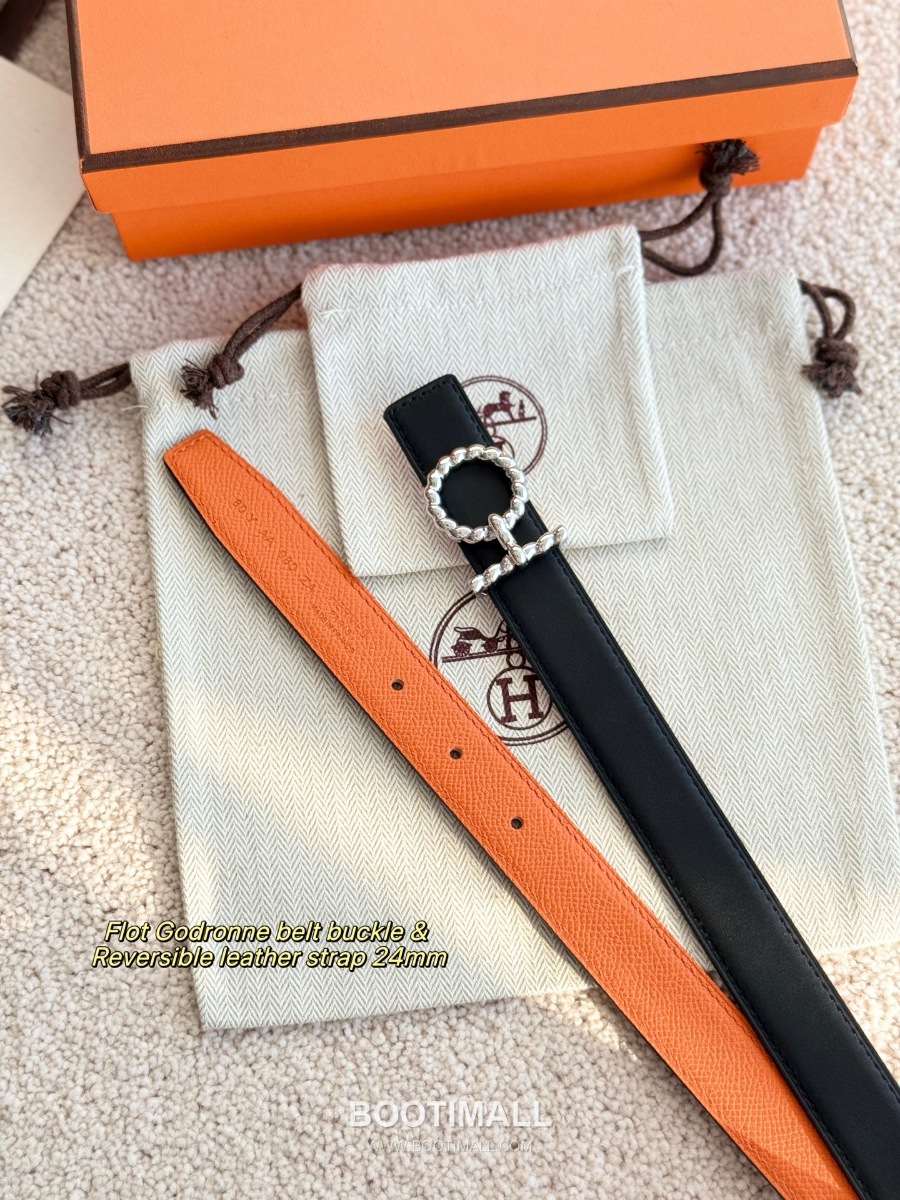 Hermès Flot Godronne Belt Buckle & Reversible Leather Strap 에르메스 플로 고드론 버클 & 리버서블 레더 스트랩 벨트 엡송가죽 2.4cm 15