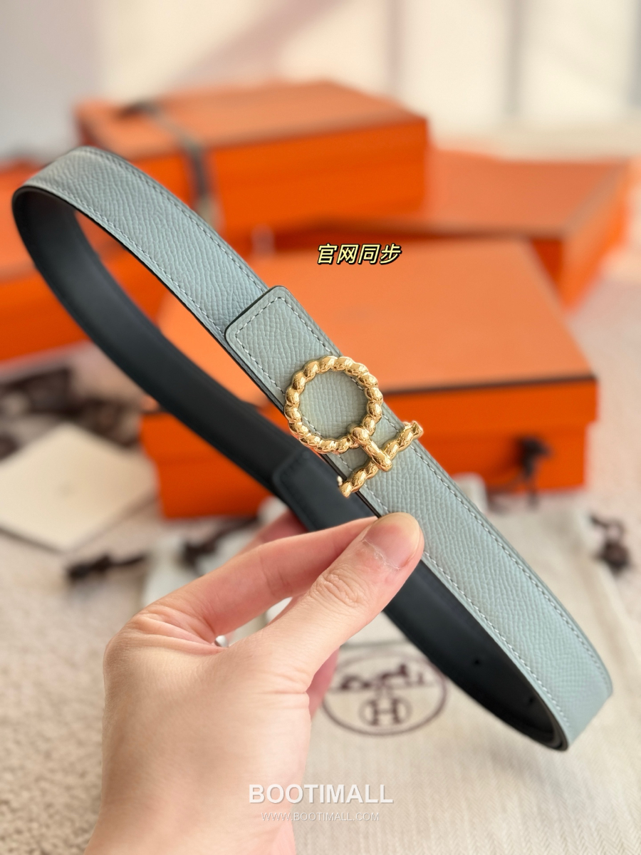 Hermès Flot Godronne Belt Buckle & Reversible Leather Strap 에르메스 플로 고드론 버클 & 리버서블 레더 스트랩 벨트 엡송가죽 파스텔민트 2.4cm 3