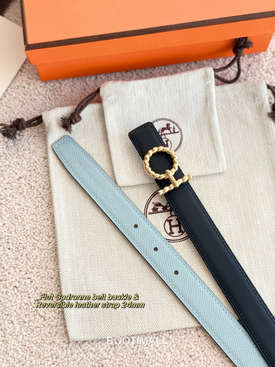 Hermès Flot Godronne Belt Buckle & Reversible Leather Strap 에르메스 플로 고드론 버클 & 리버서블 레더 스트랩 벨트 엡송가죽 파스텔민트 2.4cm 5