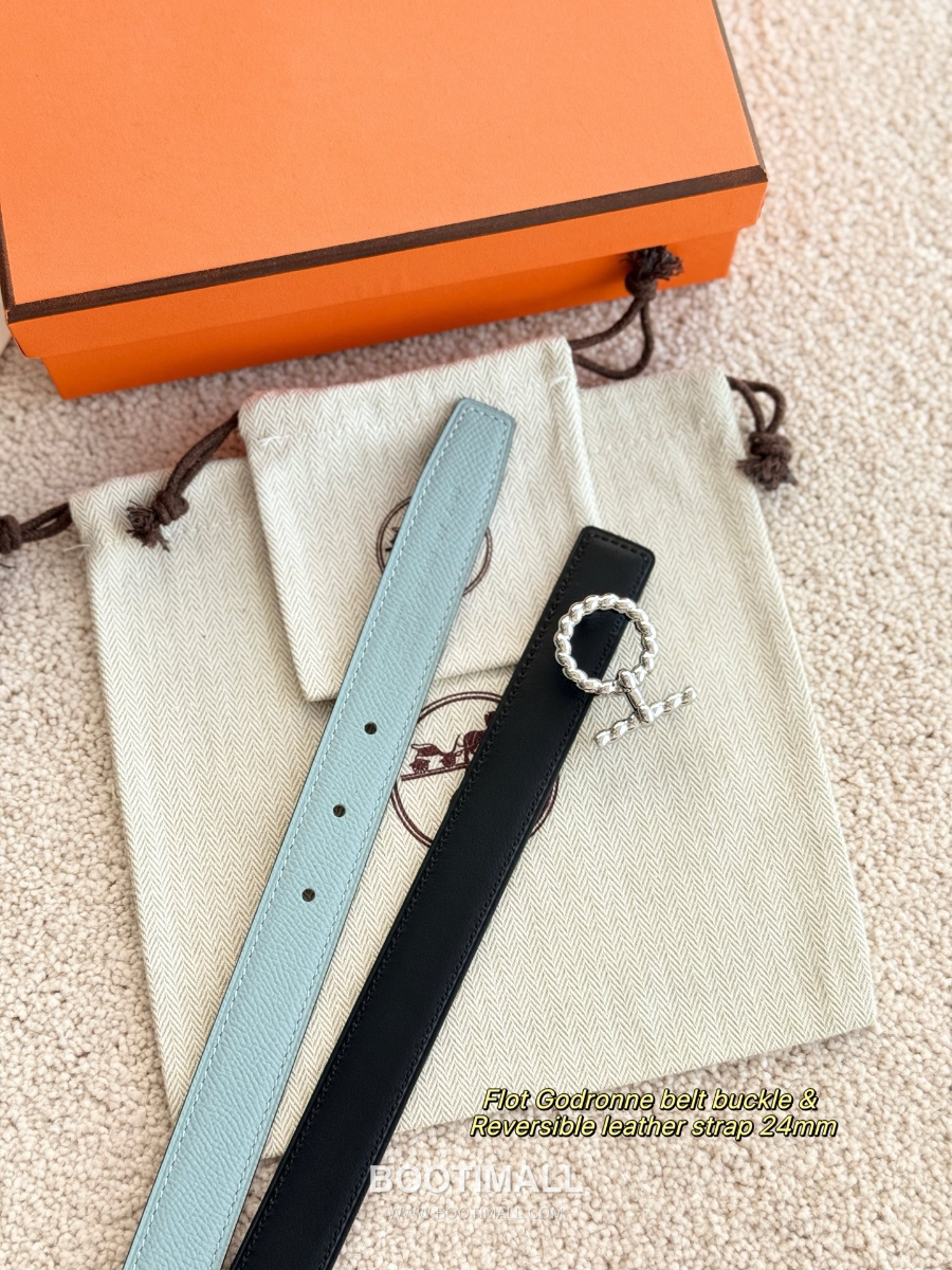 Hermès Flot Godronne Belt Buckle & Reversible Leather Strap 에르메스 플로 고드론 버클 & 리버서블 레더 스트랩 벨트 엡송가죽 파스텔민트 2.4cm 7