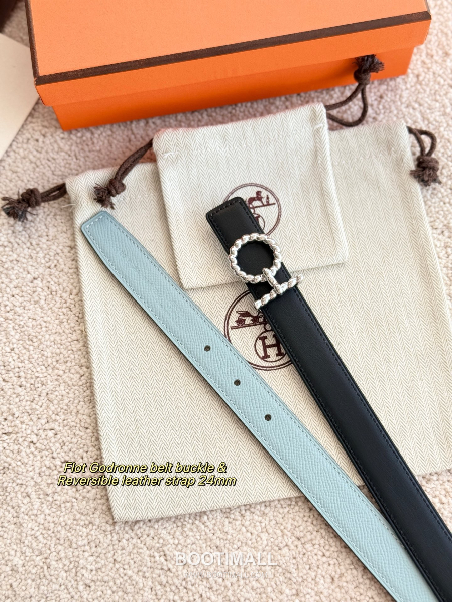 Hermès Flot Godronne Belt Buckle & Reversible Leather Strap 에르메스 플로 고드론 버클 & 리버서블 레더 스트랩 벨트 엡송가죽 파스텔민트 2.4cm 11