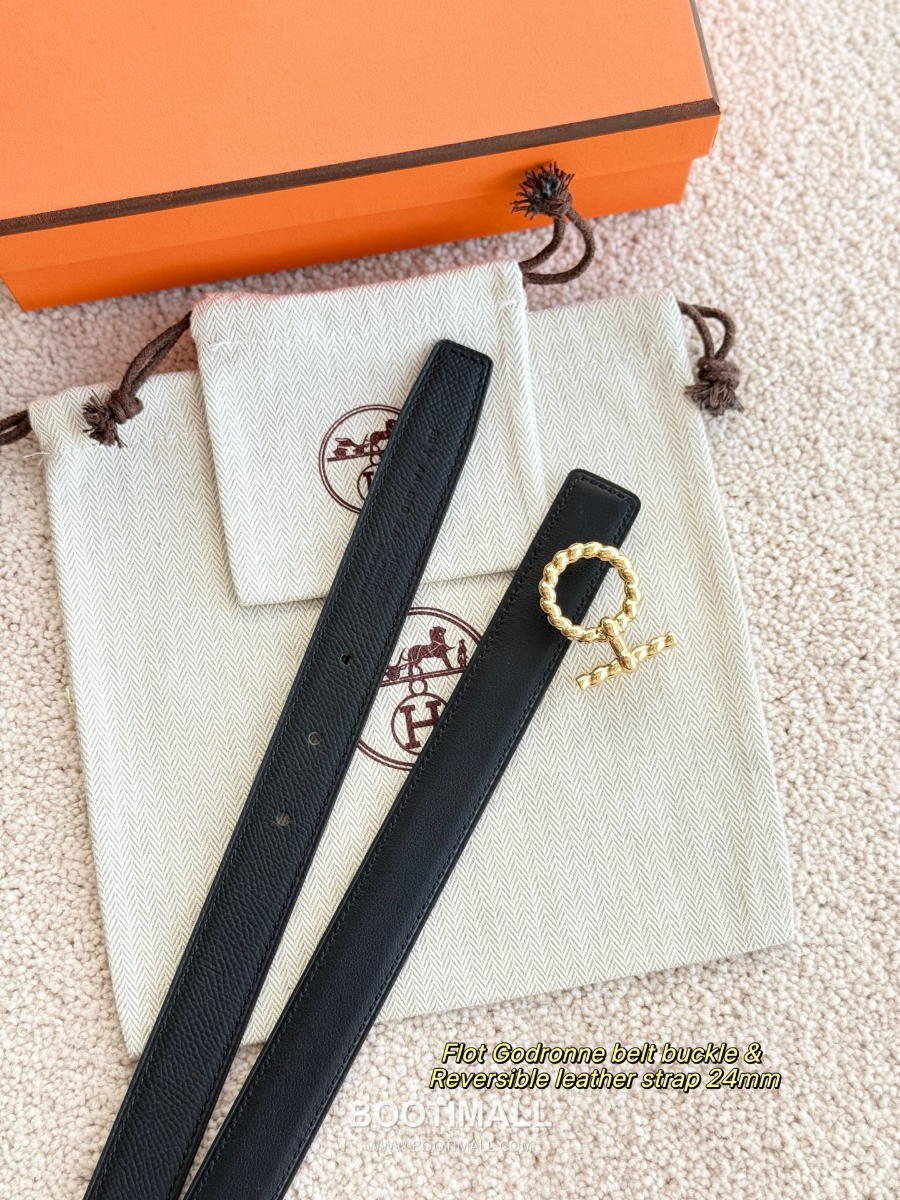 Hermès Flot Godronne Belt Buckle & Reversible Leather Strap 에르메스 플로 고드론 버클 & 리버서블 레더 스트랩 벨트 엡송가죽 블랙 2.4cm 1
