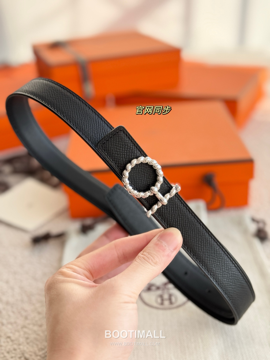 Hermès Flot Godronne Belt Buckle & Reversible Leather Strap 에르메스 플로 고드론 버클 & 리버서블 레더 스트랩 벨트 엡송가죽 블랙 2.4cm 12
