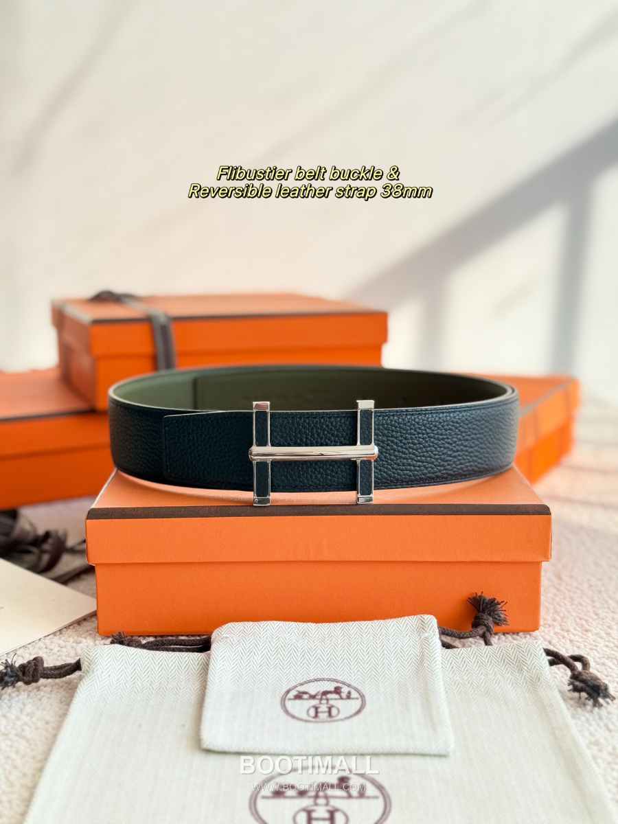 Hermès Flibustier Belt Buckle & Reversible 에르메스 플리뷔스티에 H 버클 & 리버서블 토고 레더 스트랩 벨트 3.8cm 3
