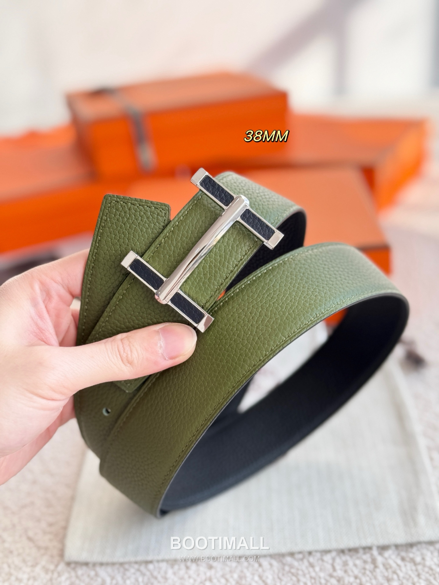 Hermès Flibustier Belt Buckle & Reversible 에르메스 플리뷔스티에 H 버클 & 리버서블 토고 레더 스트랩 벨트 3.8cm 5