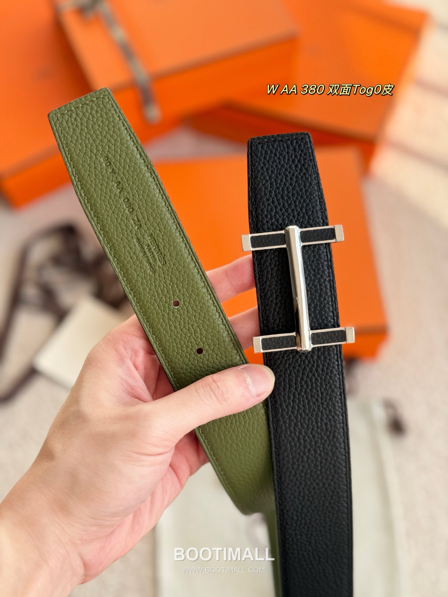 Hermès Flibustier Belt Buckle & Reversible 에르메스 플리뷔스티에 H 버클 & 리버서블 토고 레더 스트랩 벨트 3.8cm 6