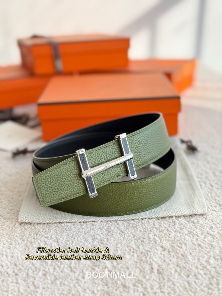 Hermès Flibustier Belt Buckle & Reversible 에르메스 플리뷔스티에 H 버클 & 리버서블 토고 레더 스트랩 벨트 3.8cm 7