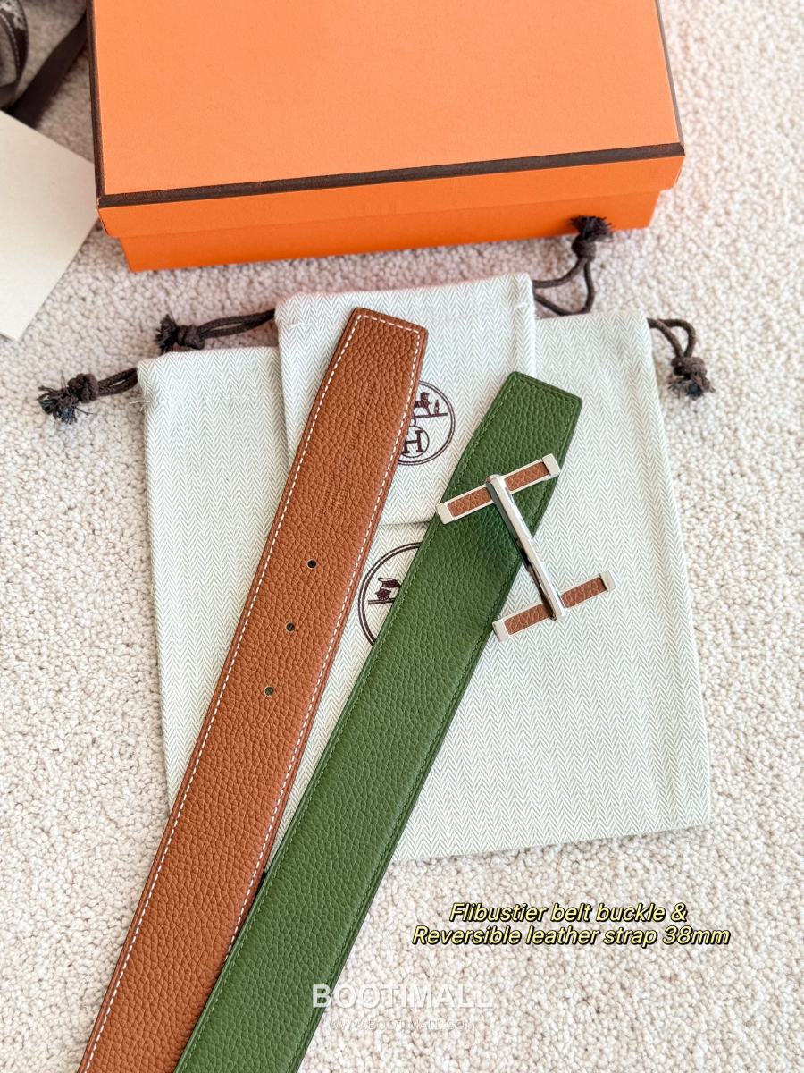 Hermès Flibustier Belt Buckle & Reversible 에르메스 플리뷔스티에 H 버클 & 리버서블 토고 레더 스트랩 벨트 브라운 3.8cm 2