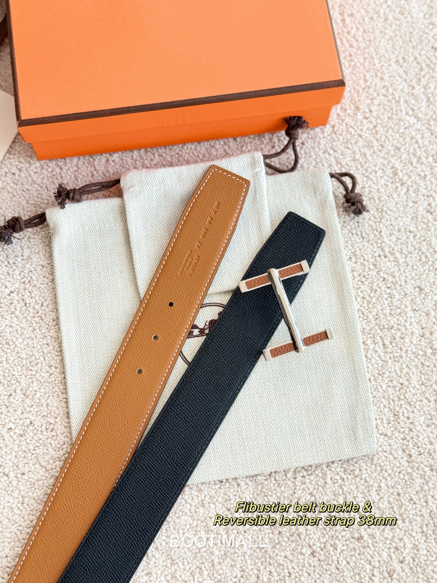 Hermès Flibustier Belt Buckle & Reversible 에르메스 플리뷔스티에 H 버클 & 리버서블 토고 레더 스트랩 벨트 블랙 3.8cm 2
