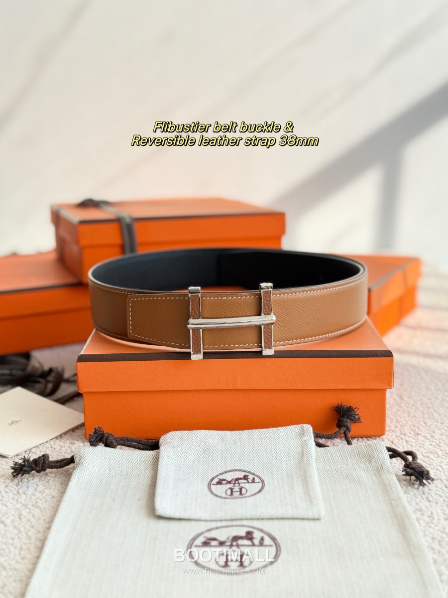 Hermès Flibustier Belt Buckle & Reversible 에르메스 플리뷔스티에 H 버클 & 리버서블 토고 레더 스트랩 벨트 블랙 3.8cm 3