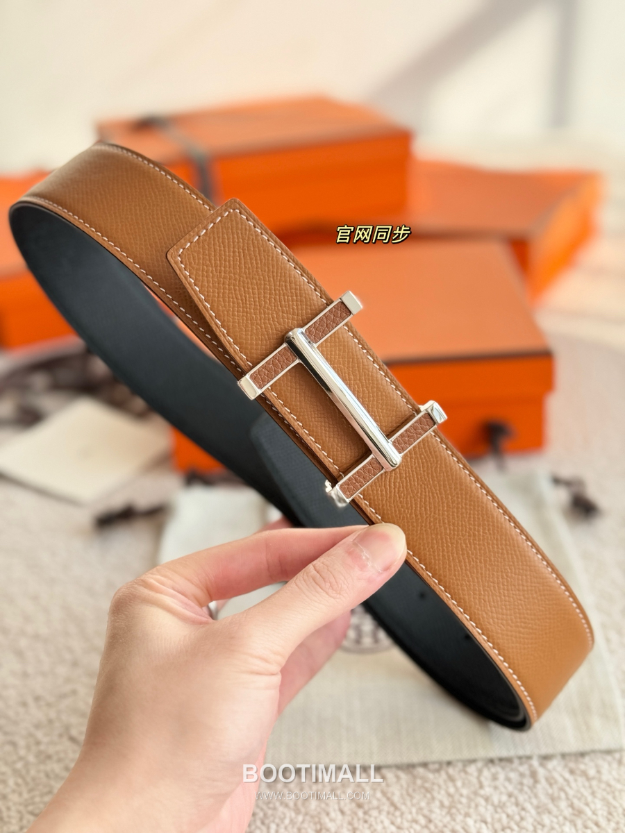 Hermès Flibustier Belt Buckle & Reversible 에르메스 플리뷔스티에 H 버클 & 리버서블 토고 레더 스트랩 벨트 블랙 3.8cm 4