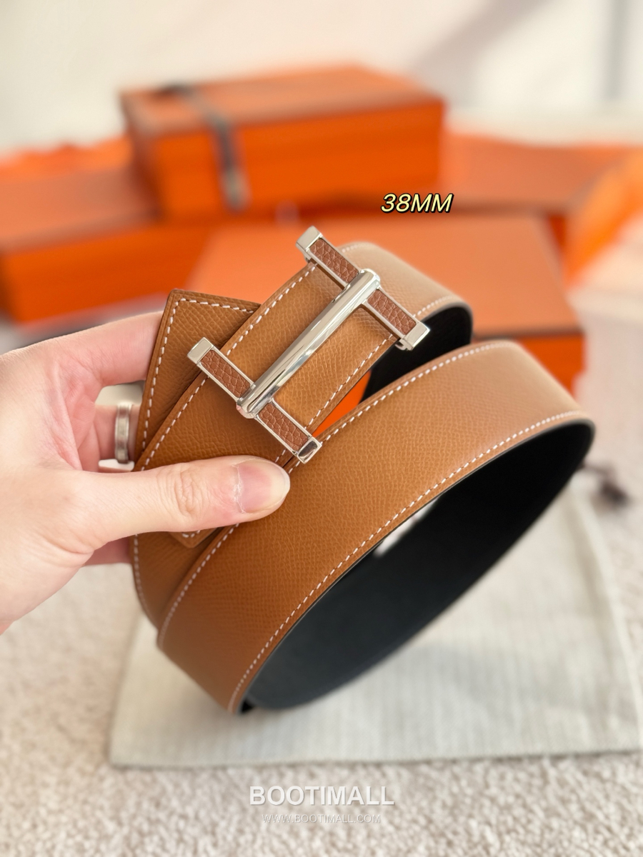 Hermès Flibustier Belt Buckle & Reversible 에르메스 플리뷔스티에 H 버클 & 리버서블 토고 레더 스트랩 벨트 블랙 3.8cm 6