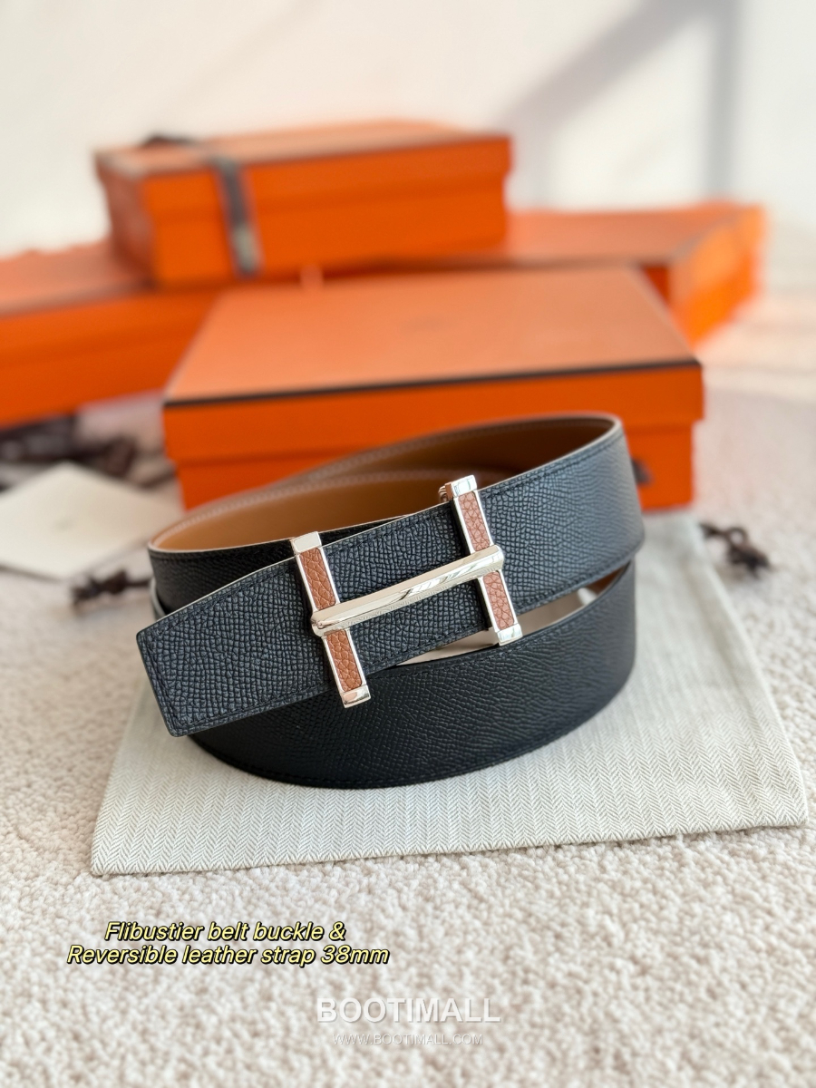Hermès Flibustier Belt Buckle & Reversible 에르메스 플리뷔스티에 H 버클 & 리버서블 토고 레더 스트랩 벨트 블랙 3.8cm 7