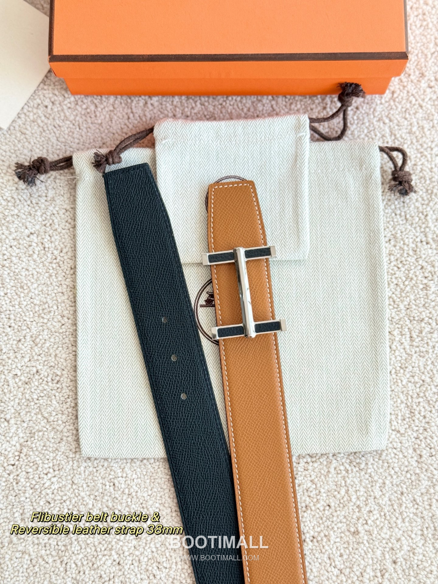 Hermès Flibustier Belt Buckle & Reversible 에르메스 플리뷔스티에 H 버클 & 리버서블 토고 레더 스트랩 벨트 브라운/블랙 3.8cm 8