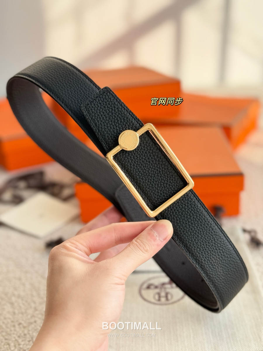 Hermès Oscar Belt Buckle & Reversible Togo Leather 에르메스 오스카 버클 & 리버서블 토고 레더 스트랩 벨트 블랙/커피브라운 3.8cm 2