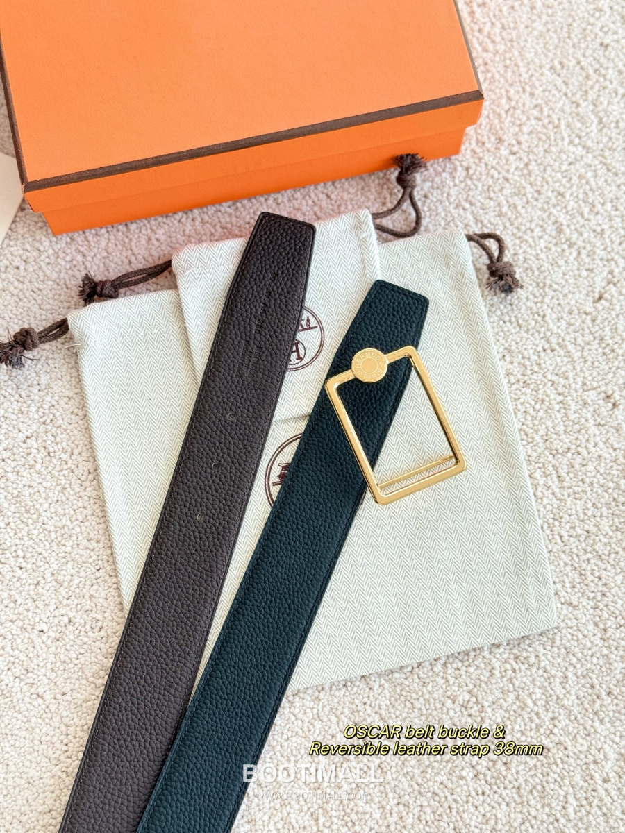 Hermès Oscar Belt Buckle & Reversible Togo Leather 에르메스 오스카 버클 & 리버서블 토고 레더 스트랩 벨트 블랙/다크브라운 3.8cm 7