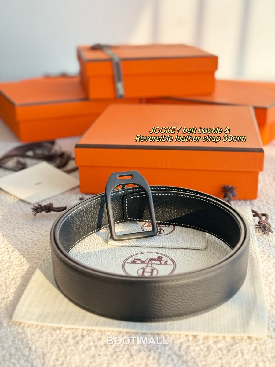 Hermès Jockey Belt Buckle & Reversible Leather Strap 에르메스 조키 버클 & 리버서블 레더 스트랩 벨트 매트블랙 3.8cm 1