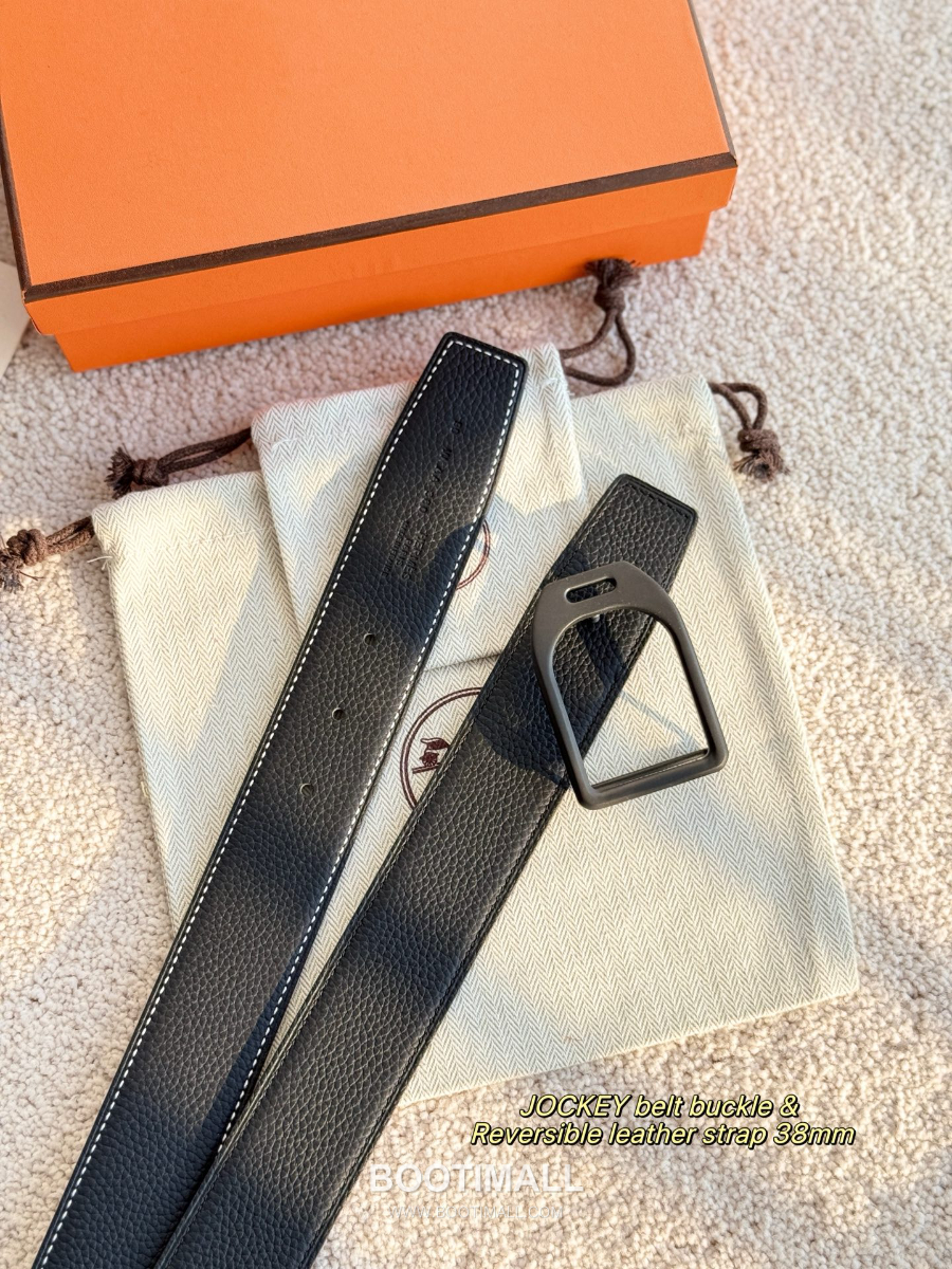 Hermès Jockey Belt Buckle & Reversible Leather Strap 에르메스 조키 버클 & 리버서블 레더 스트랩 벨트 매트블랙 3.8cm 2